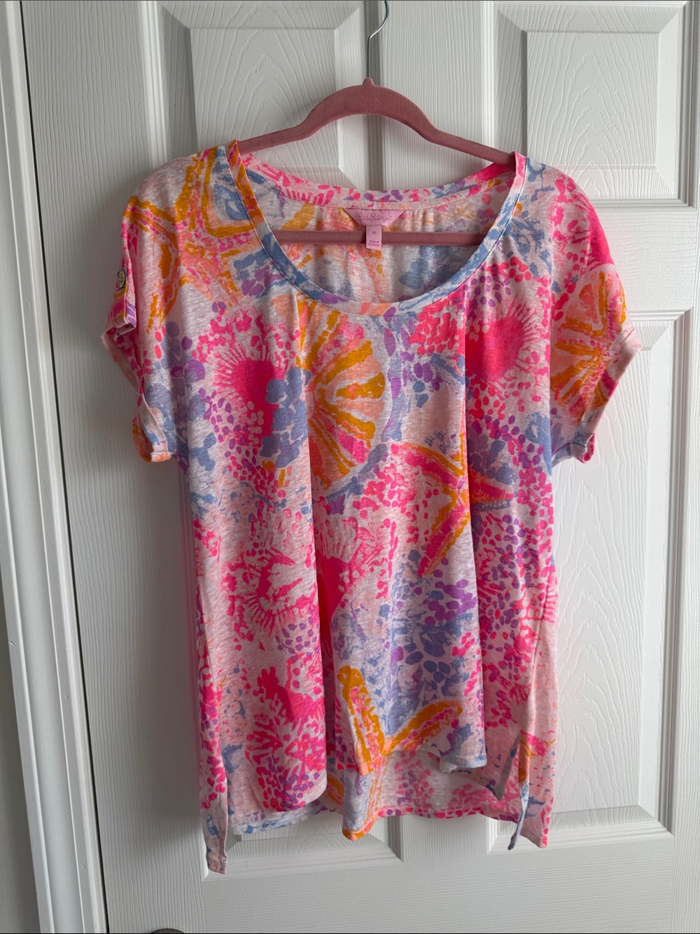 Lilly Pulitzer Pink Multi-Print Scoop Neck Tee
